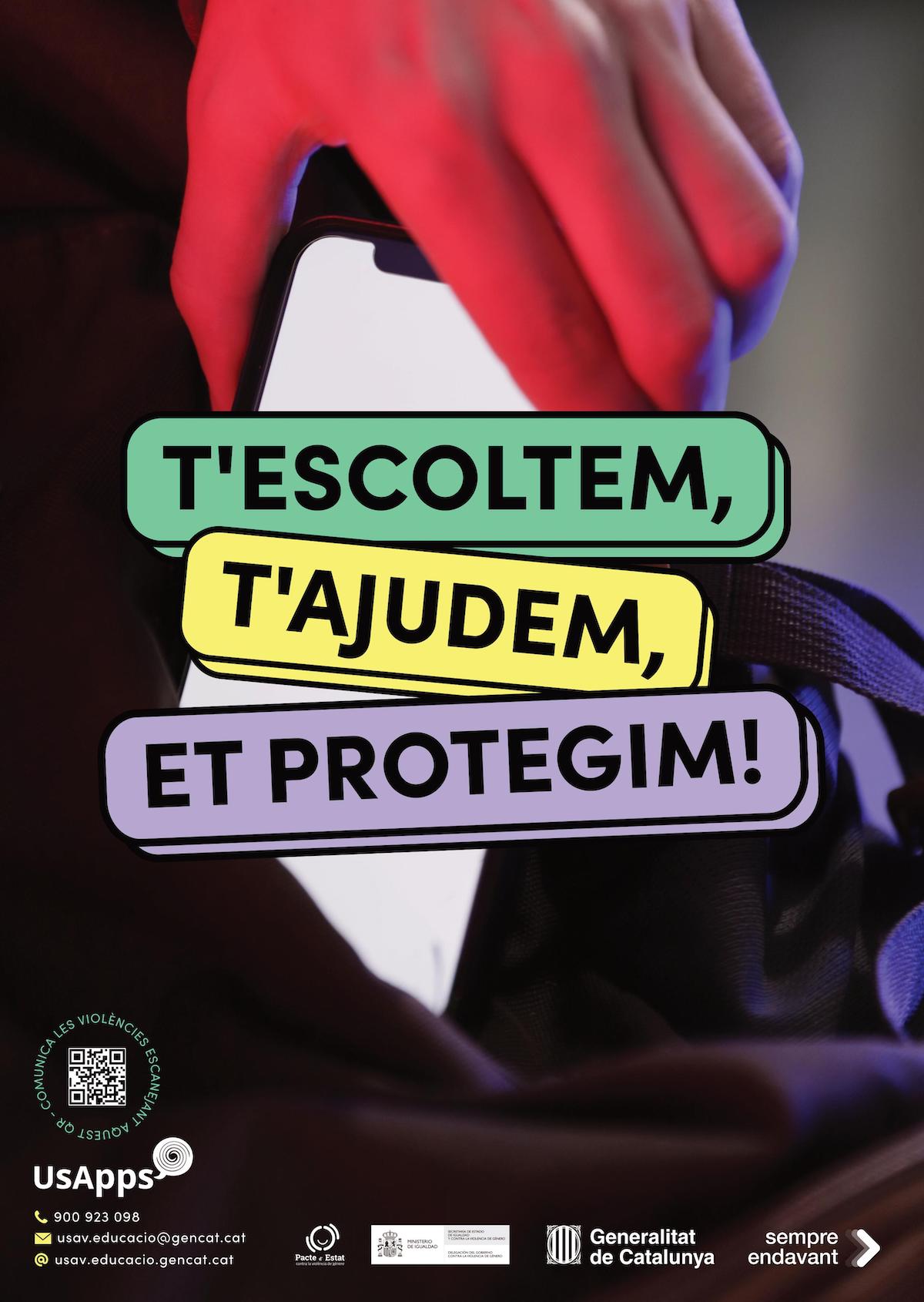 Cartell de la campanya per donar a conèixer la Unitat de Suport a l'Alumnat en Situació de Violència (USAV) adreçada a infants i joves de tots els centres educatius catalans