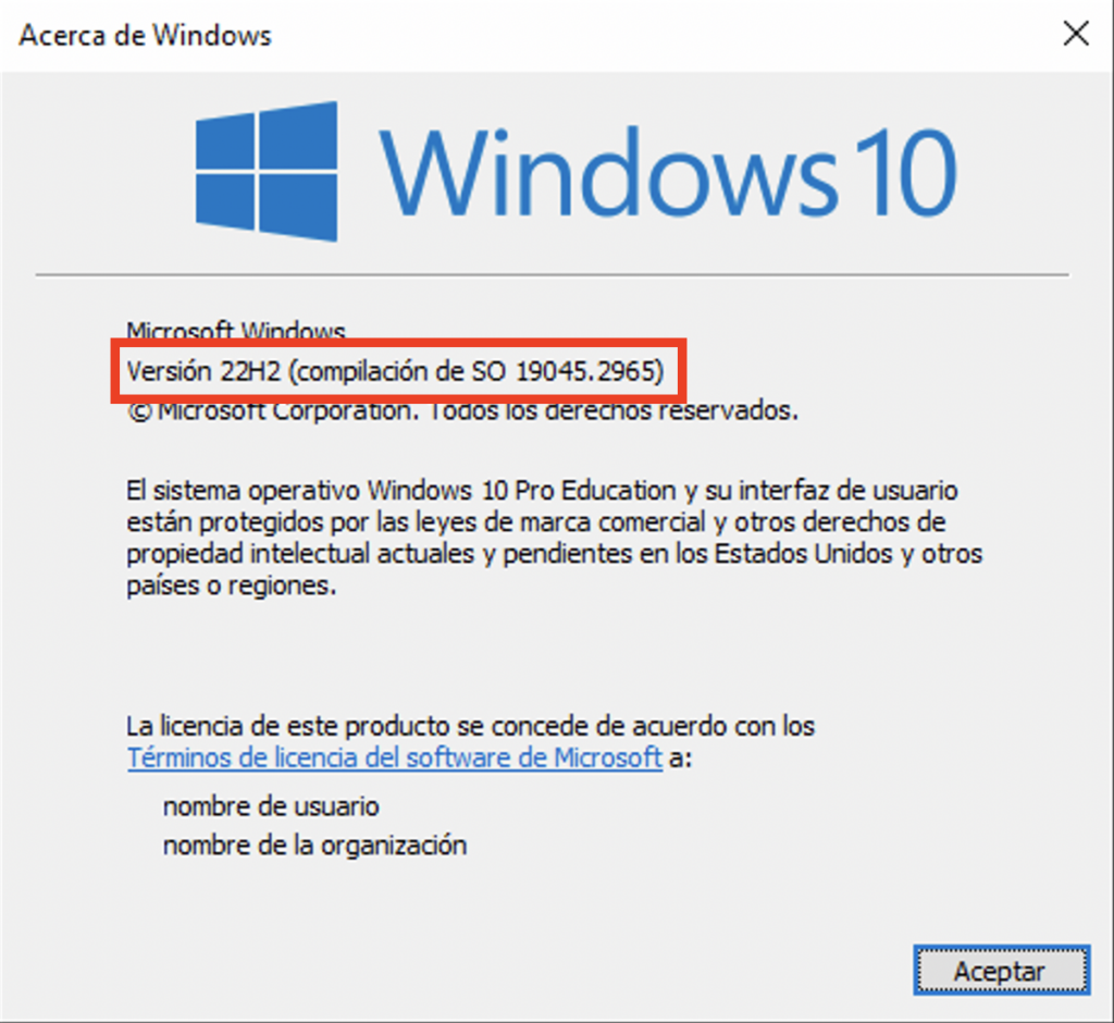 informació de versió de Windows