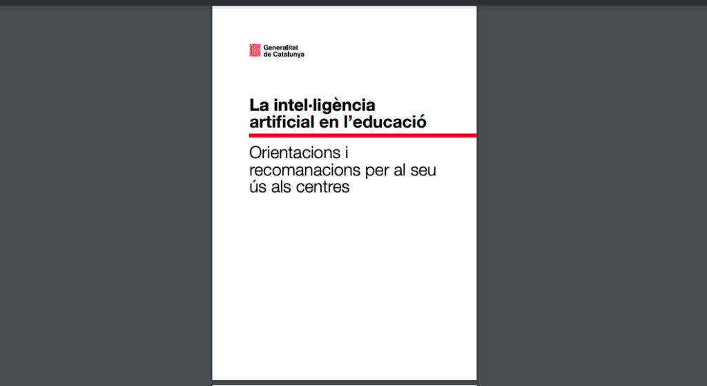 Publicat el document “Orientacions i recomanacions per l’ús de la intel·ligència artificial als centres educatius”