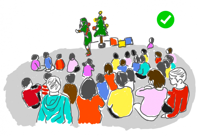 Grup d'infants d'esquena