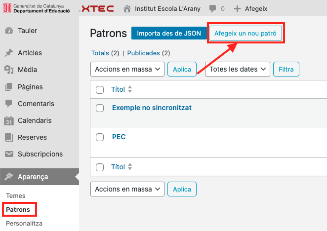 Captura de pantalla de patrons
