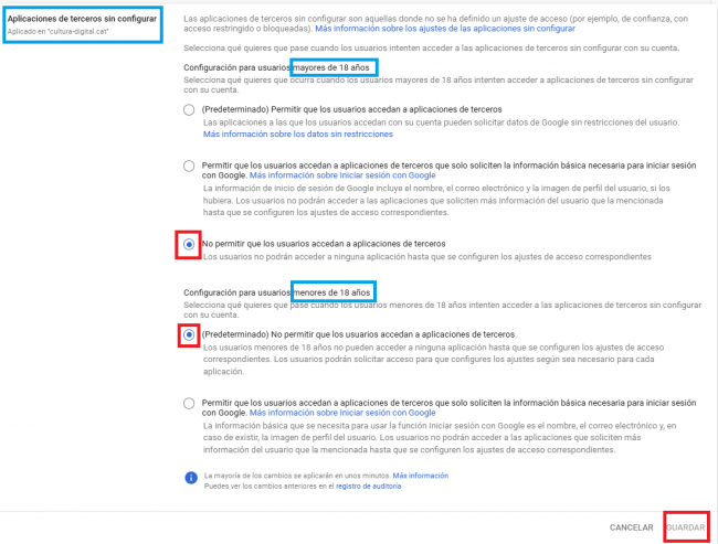 Configuració aplicacions de tercers a Google Workspace