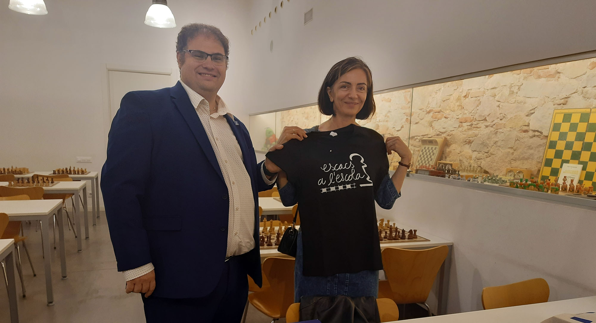 Ramon Chalmeta i Rita Atkins a la Federació Catalana d'Escacs