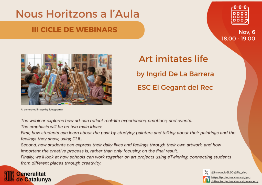 Aula d'art amb alumnes pintant quadres de molts colors