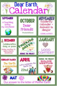 Calendari, elaborat per l'alumnat, en forma de graella amb imatges de les activitats de cada mes.