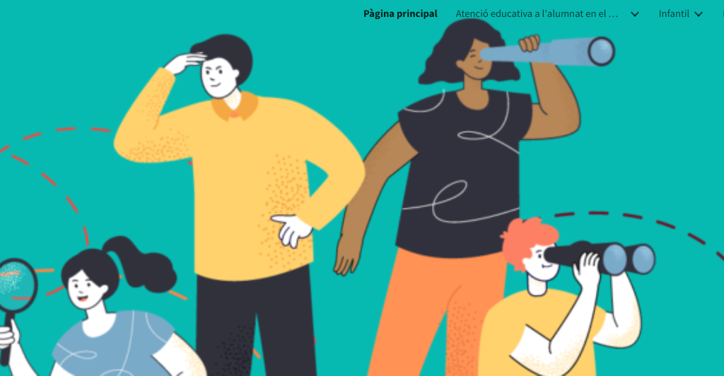 il·lustració de 4 nens explorant el món