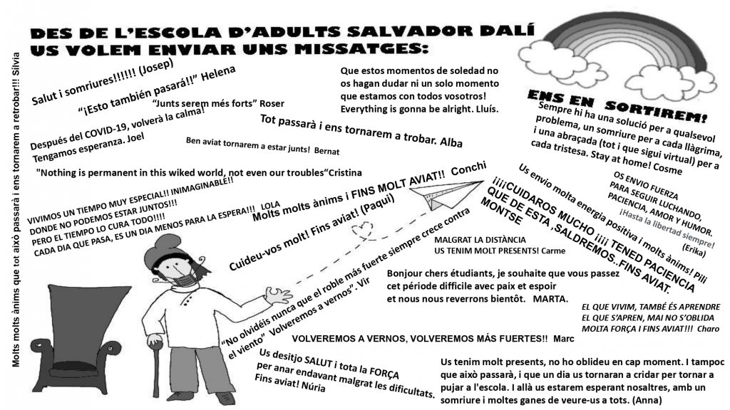 infografia informació escola a causa del COVID19 del CFA Salvador Dalí